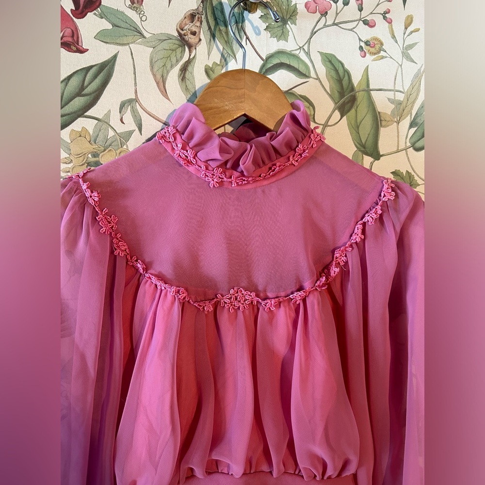 Vintage Pink Ruffled Dress - Picture 4 of 6